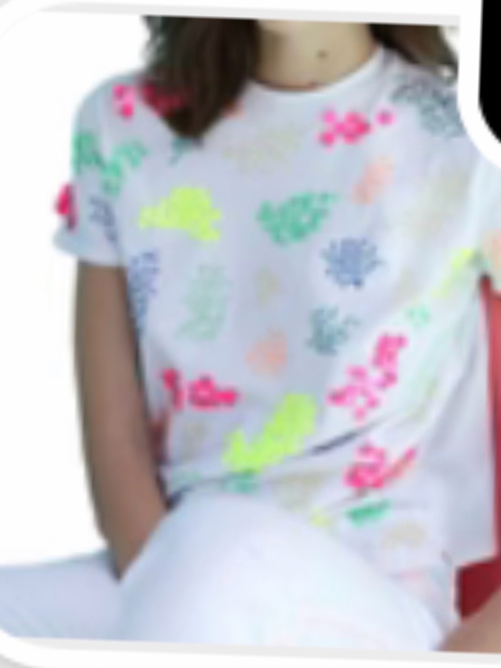 Vilagallo Lavi White Short Sleeve Tee with Neon Embellishments S